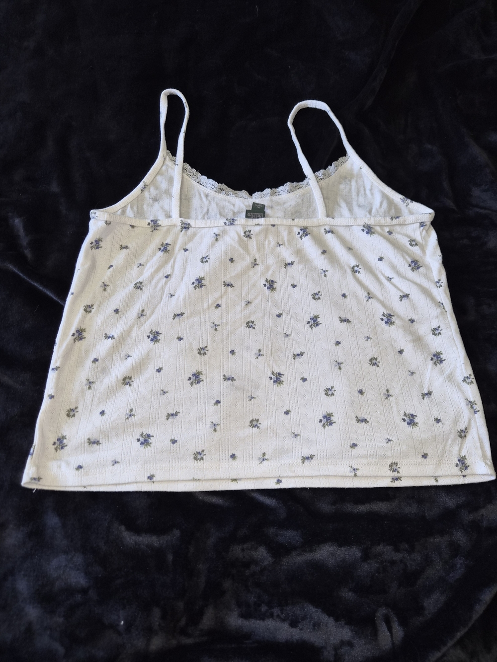 wild fable White Floral Lace-Trim Ribbed Cami - Picture 2 of 5